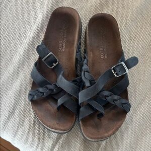 White Mountain Braided Strap Slide Sandals in Navy